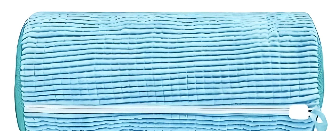 Large Sky Blue SneakSuds bag, zipped, side view